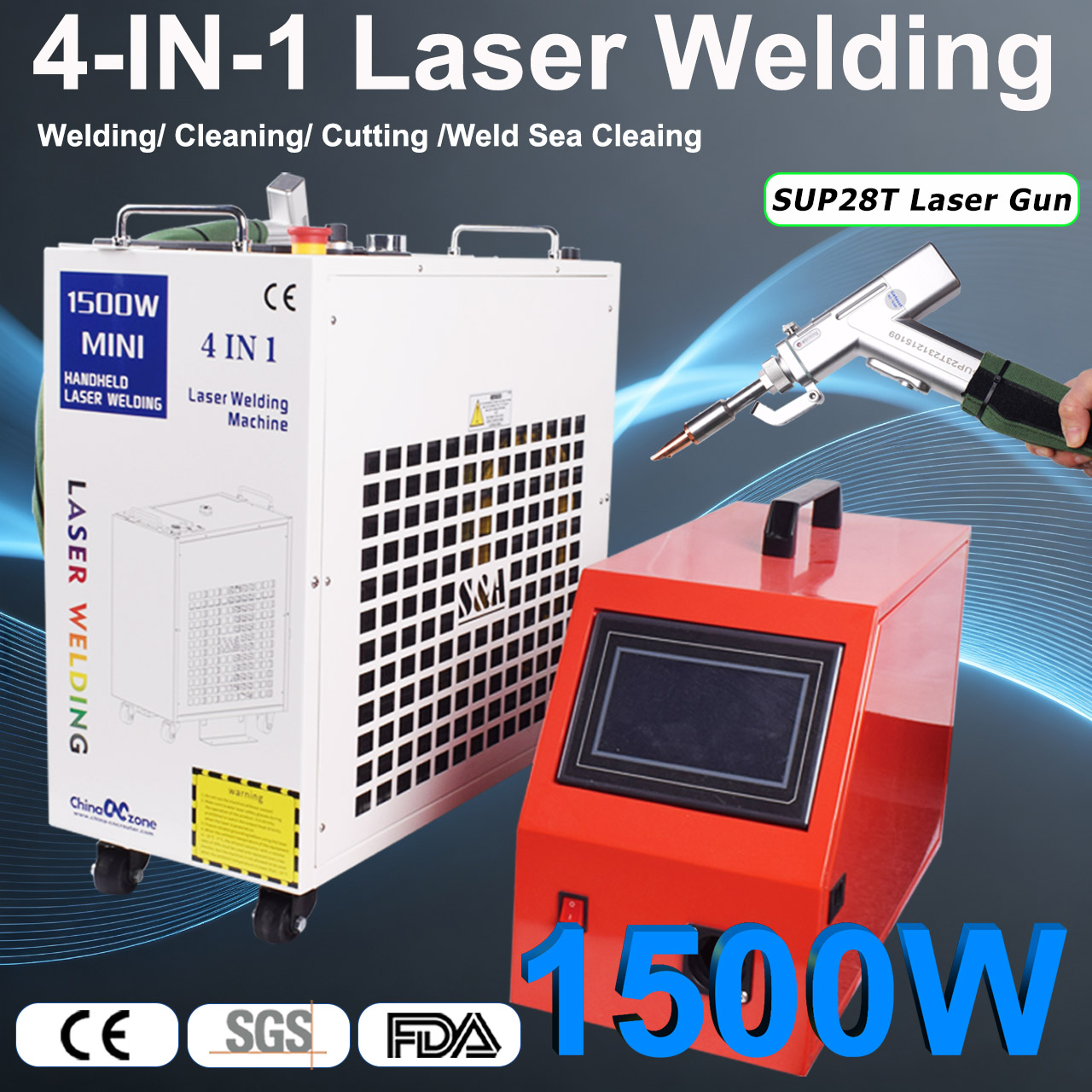 Laser Soldering Machine Handheld - Spawarka laserowa światłowodowa 1500W 4-w-1: spawanie,